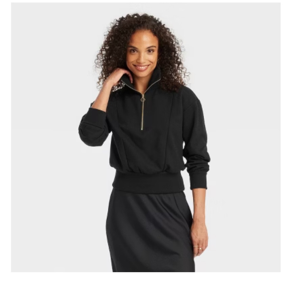 Black Boxy Polo Sweatshirt